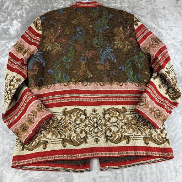 Vintage Sag Harbor Tapestry Jacket Women's 14 Red‎ Brown Pattern Detailed (1013) - Picture 8 of 11